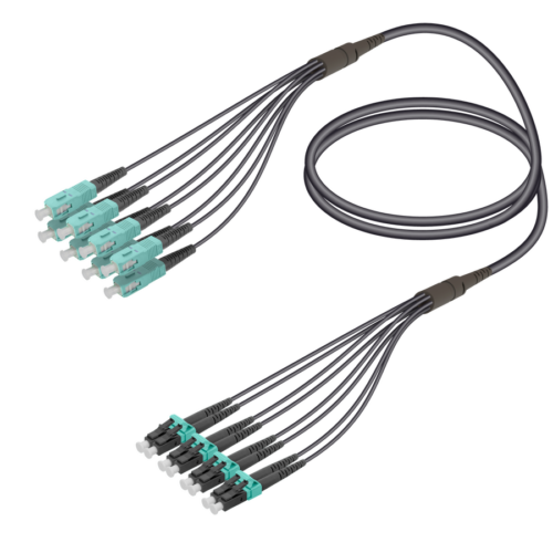 SC/UPC-LC/UPC | 8 Fibers Universal Fanout | Multi Mode G651.OM3 | 4.8/1.8mm