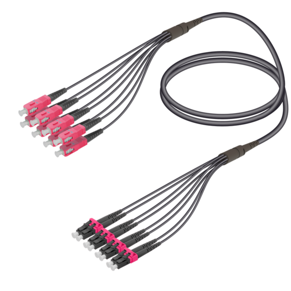 SC/UPC-LC/UPC | 8 Fibers Universal Fanout | Multi Mode G651.OM4 | 4.8/1.8mm