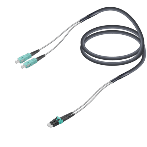 SC/UPC-LC/UPC | Multi Mode G651.OM3 Çelik Korugeli FTTA Breakout | 7.0x2.85mm