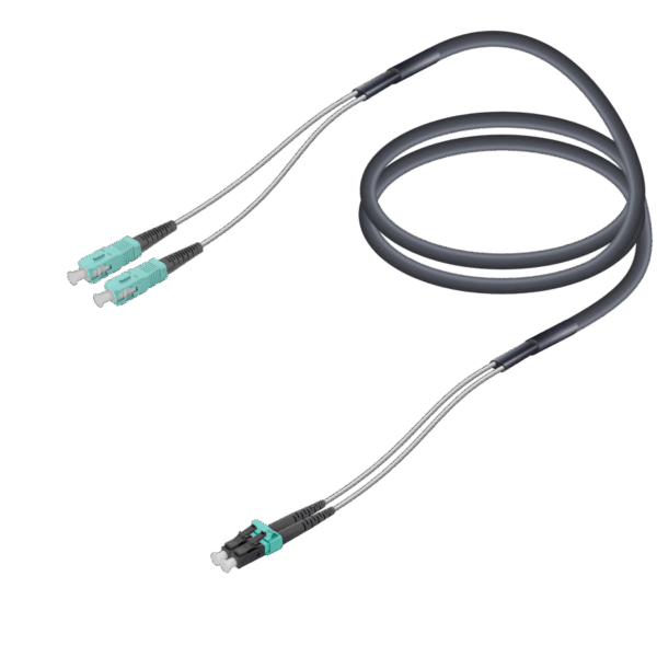 SC/UPC-LC/UPC | Multi Mode G651.OM3 Çelik Korugeli FTTA Breakout | 7.0x2.85mm