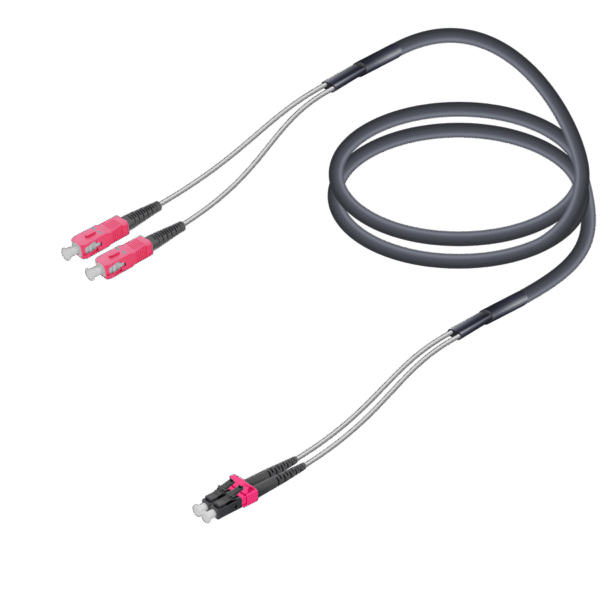 SC/UPC-LC/UPC | Multi Mode G651.OM4 Çelik Korugeli FTTA Breakout | 7.0x2.85mm