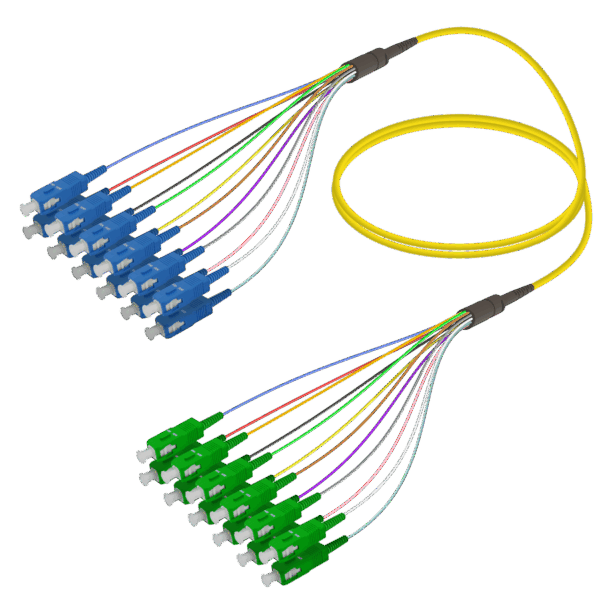 SC/UPC-SC/APC | 12 Fiber Fanout | Single Mode G657.A2 | 3.0/0.9mm