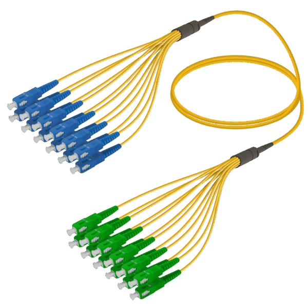 SC/UPC-SC/APC | 12 Fiber Fanout | Single Mode G657.A2 | 3.0/1.8mm
