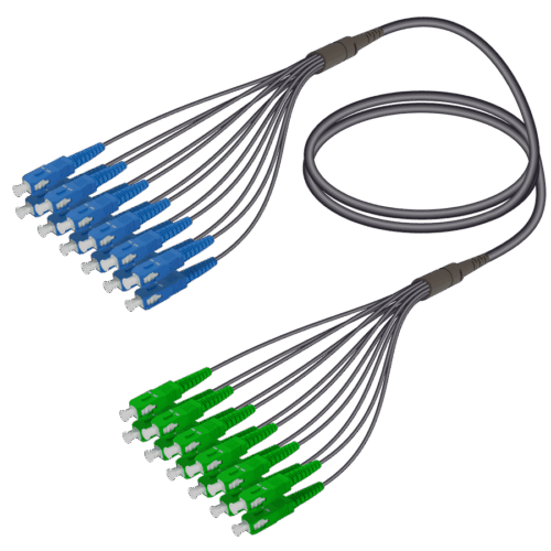 SC/UPC-SC/APC | 12 Fiber Universal Fanout | Single Mode G657.A2 | 4.8/1.8mm