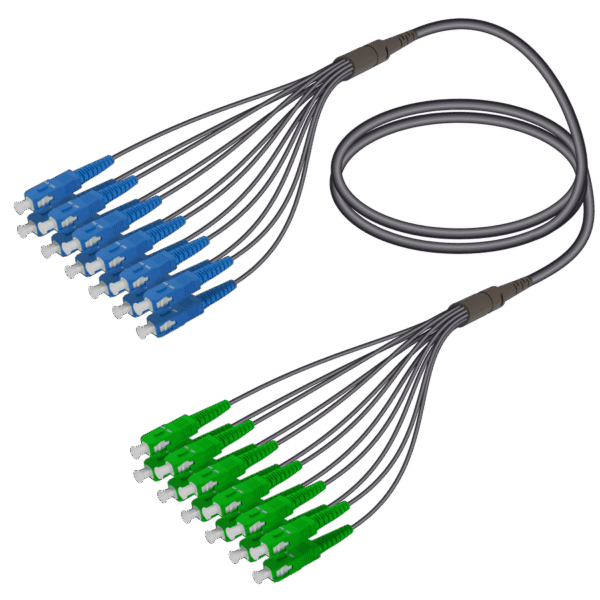 SC/UPC-SC/APC | 12 Fiber Universal Fanout | Single Mode G657.A2 | 4.8/1.8mm