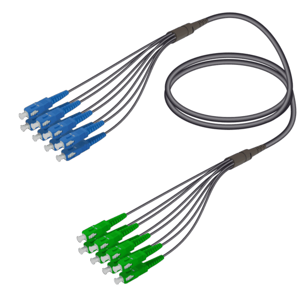 SC/UPC-SC/APC | 8 Fiber Universal Fanout | Single Mode G657.A2 | 4.8/1.8mm