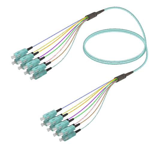 SC/UPC-SC/UPC | 8 Fiber Fanout | Multi Mode G651.OM3 | 3.0/0.9mm