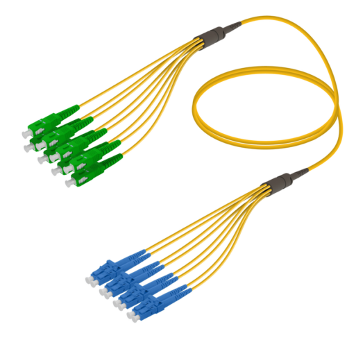 SC/APC-LC/UPC | 8 Fibers Fanout | Single Mode G657.A2 | 3.0/1.8mm
