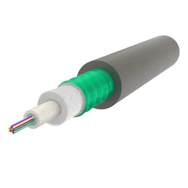 Steel-Armoured Central Loose Tube Fiber Optic Cable | Gel-Filled | U-D1Q(ZN-GY)(SR)H | Up to 24F | Universal
