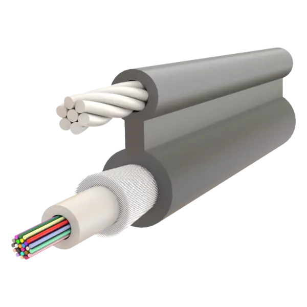 Fig-8 Steel Messenger Gel-Filled Dry Core Non-Armoured Central Loose Tube Single Jacket Cable 4F to 24F - A-D1Q(ZN-GY)2YT - 6x12.6mm