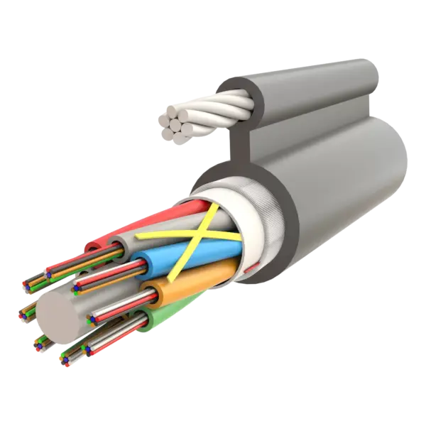 Fig-8 Steel Messenger Gel-Filled Dry Core Non-Armoured Multi Loose Tube Single Jacket Cable 96F - AT-D1Q(ZN-GY)2YT - 11.2x18.7mm